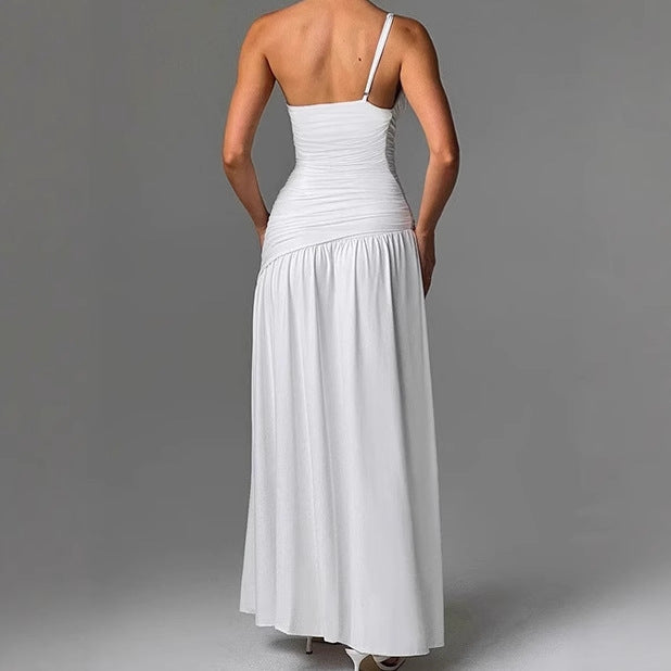 Damen Elegantes Maxikleid mit schulterfreiem Design und hohem Schlitz R&B