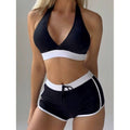 Damen Sport-Bikini-Set mit hoch geschnittenen Shorts und verstellbarem Oberteil R&B