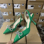 Damen Slingback Pumps mit funkelndem Schleifenakzent und elegantem Absatz R&B
