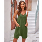Damen sportlicher Jumpsuit mit praktischen Taschen und weitem Schnitt R&B