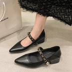Damen elegante Ballerinas mit modischer Kette R&B