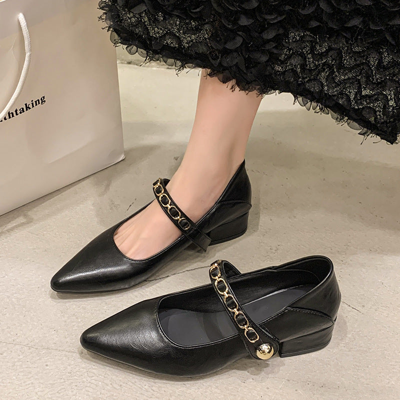 Damen elegante Ballerinas mit modischer Kette R&B