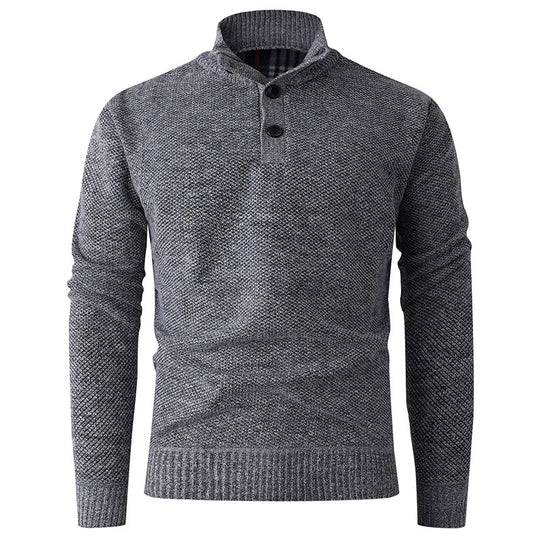 Herren eleganter Stehkragenpullover mit strukturiertem Zopfmuster R&B
