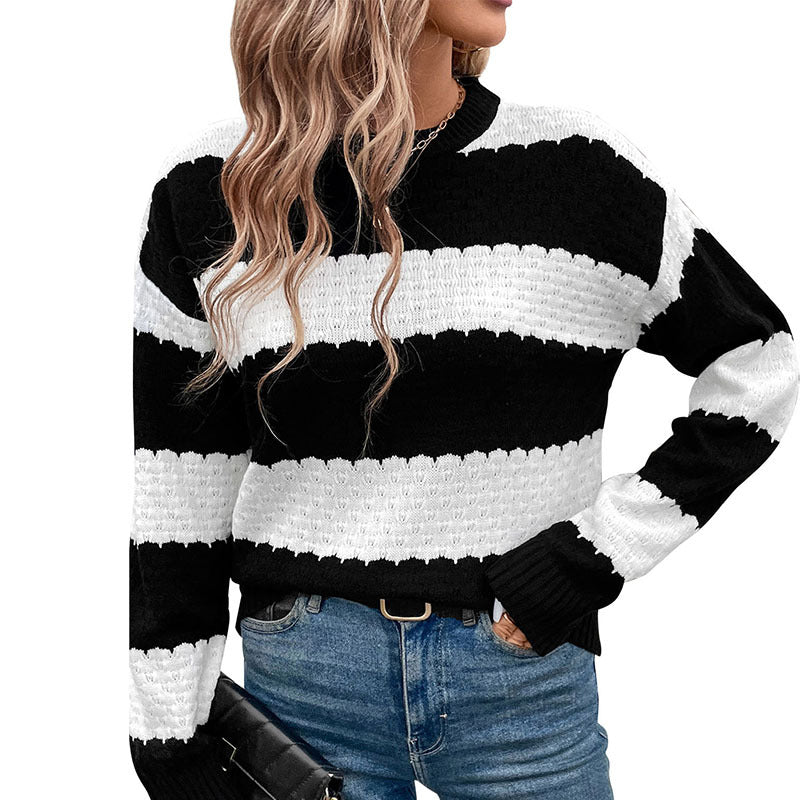 Damen gestreifter Strickpullover R&B