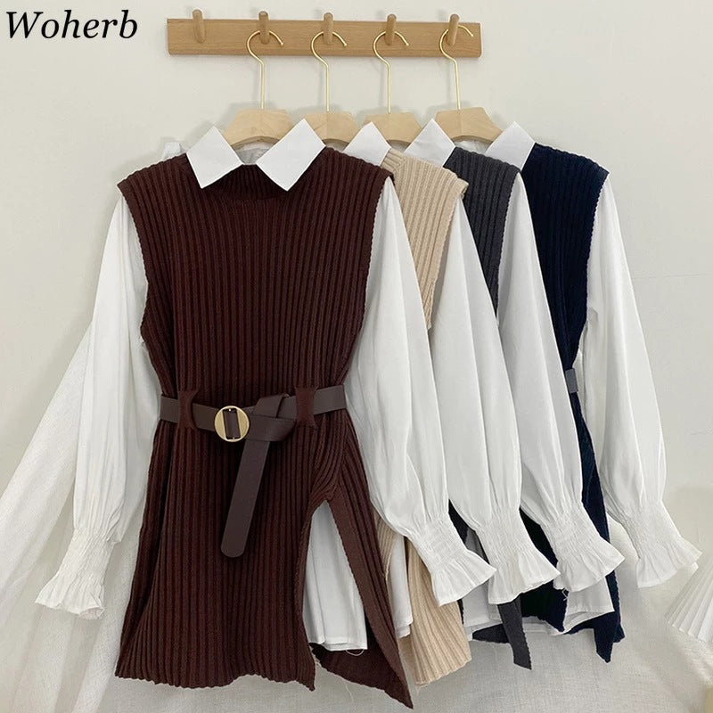 Damen Strickkleid mit Gürtel R&B