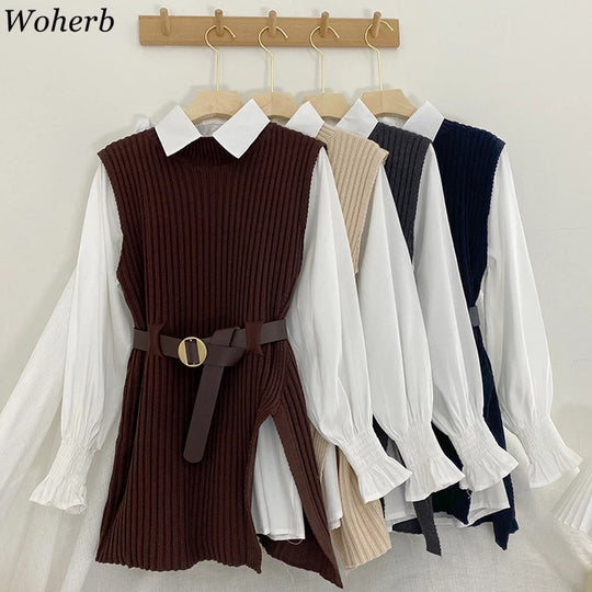 Damen Strickkleid mit Gürtel R&B