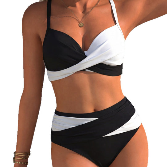 Damen hoch geschnittener Bikini mit elegantem Wickel-Design R&B