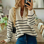 R&B | Gestreifter Strickpullover mit Leichter Struktur