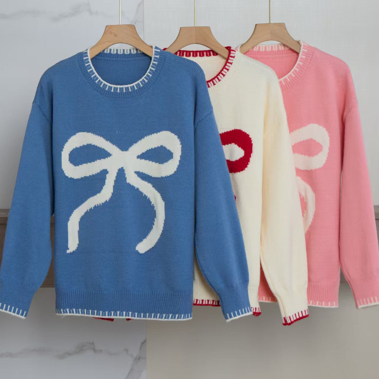 Damen Gemütlicher Sweatpullover mit Schleifenmotiv und bequemen Ärmeln