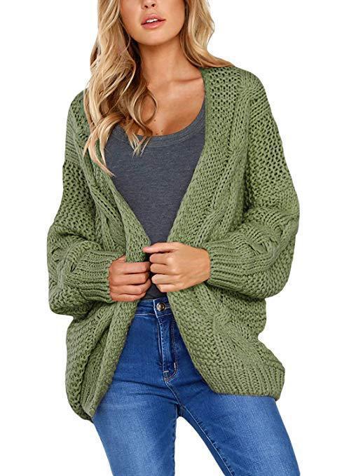 Damen Grobstrickjacke mit lässigem Schnitt und voluminösen Ärmeln R&B