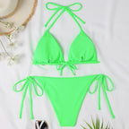 Damen Triangel-Bikini mit verspielten Schleifen und hohem Beinausschnitt R&B