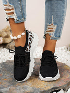 Damen Sportliche Sneakers mit atmungsaktivem Netzmaterial und modischem Tiermuster R&B