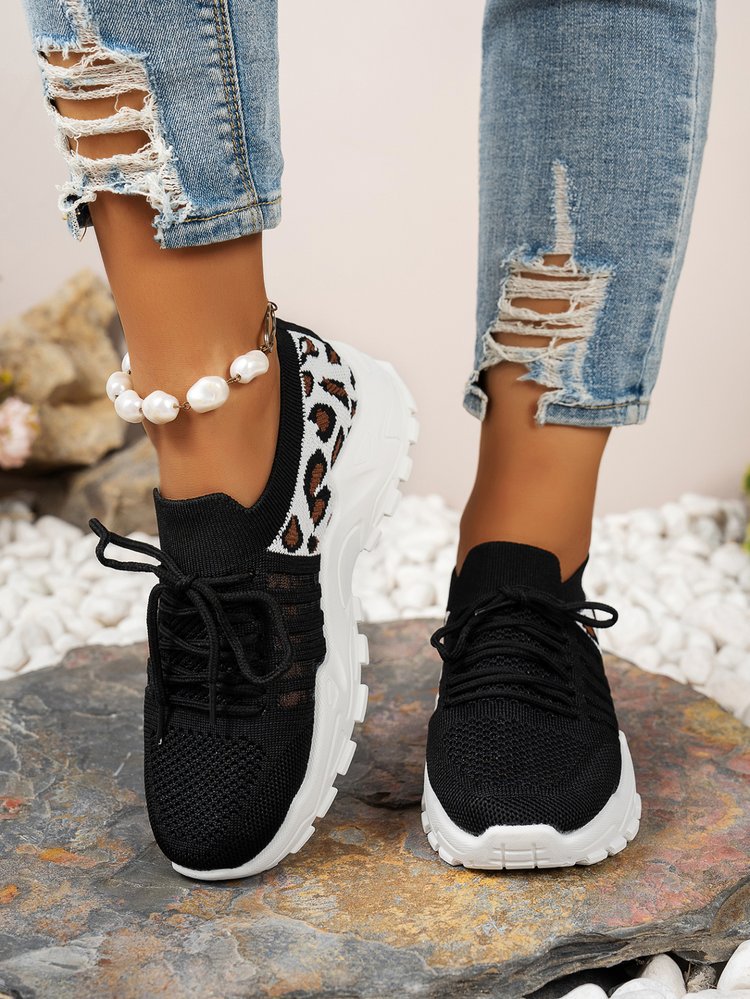 Damen Sportliche Sneakers mit atmungsaktivem Netzmaterial und modischem Tiermuster R&B