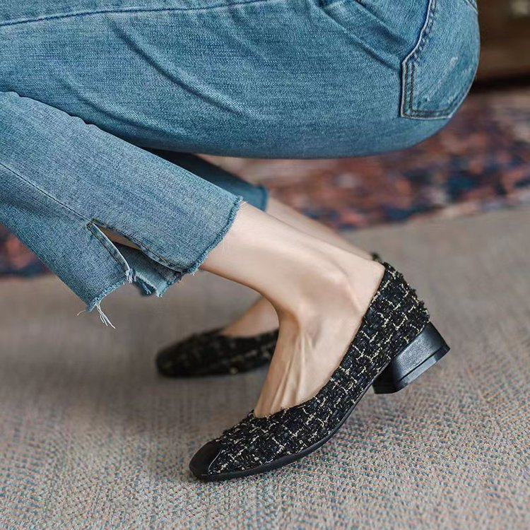 Damen elegante Ballerinas mit modischem Tweed-Obermaterial und komfortablem Fußbett R&B