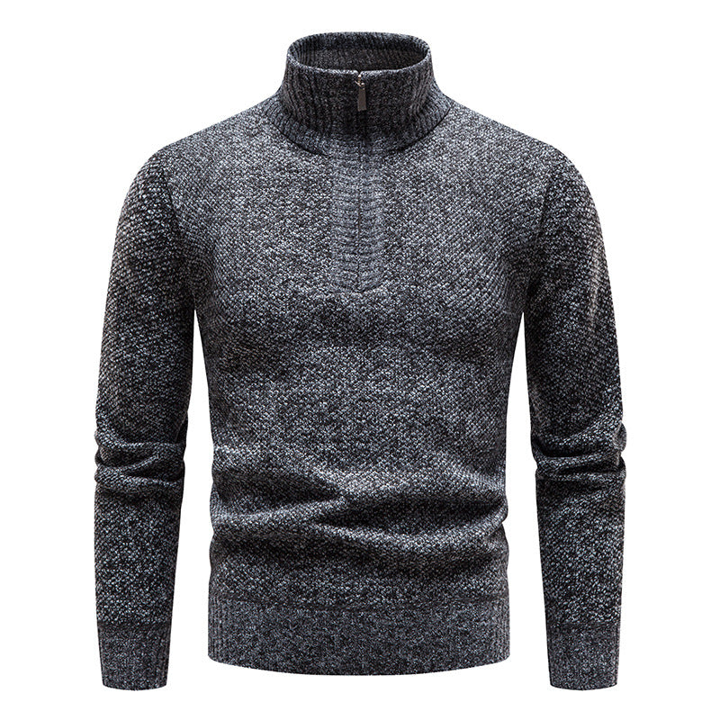 Herren Strickpullover mit hohem Kragen und Reißverschluss R&B
