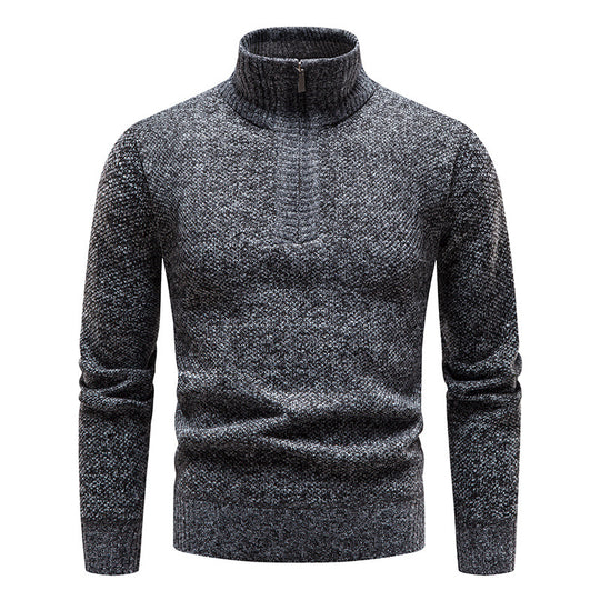 Herren Strickpullover mit hohem Kragen und Reißverschluss R&B
