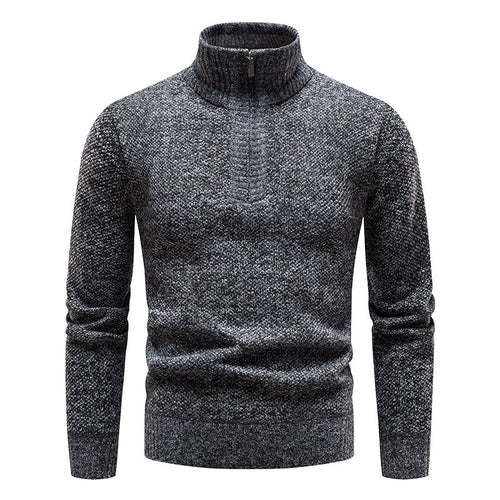Herren Strickpullover mit hohem Kragen und Reißverschluss R&B