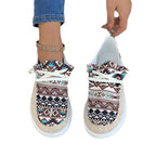 Damen Bequeme Sneaker mit buntem Tribal-Muster und elastischen Schnürsenkeln R&B