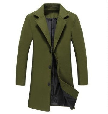 Herren eleganter Wollmantel mit klassischem Schnitt und praktischen Taschen