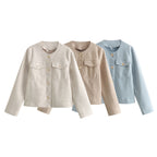 Damen moderne Jacke aus weichen Materialien mit strukturiertem Design R&B