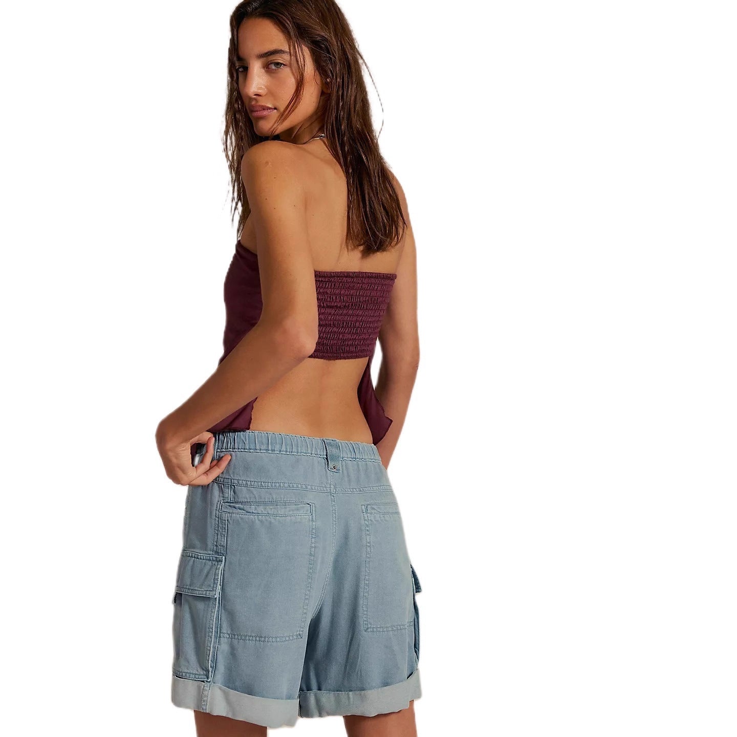 Damen luftiges Spitzenoberteil mit verspieltem Rüschendesign R&B
