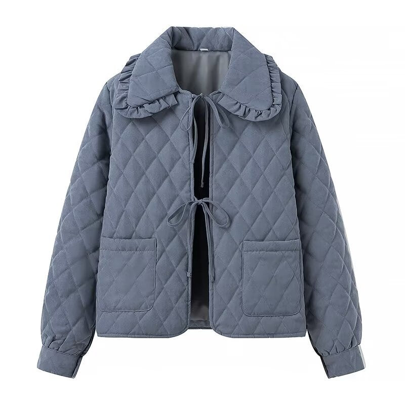 Damen gesteppte Übergangsjacke mit großem Kragen und praktischen Taschen R&B