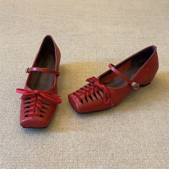 Damen elegante Mary Jane Schuhe mit Glanzfinish R&B