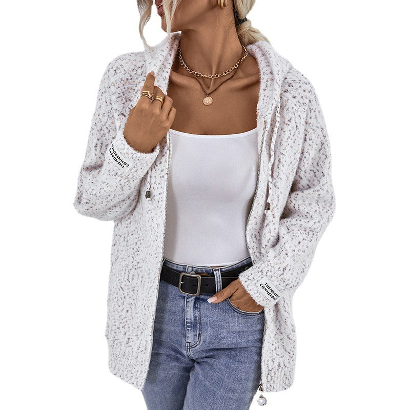 Damen kuschelige Strickjacke mit hohem Kragen und praktischem Reißverschluss R&B