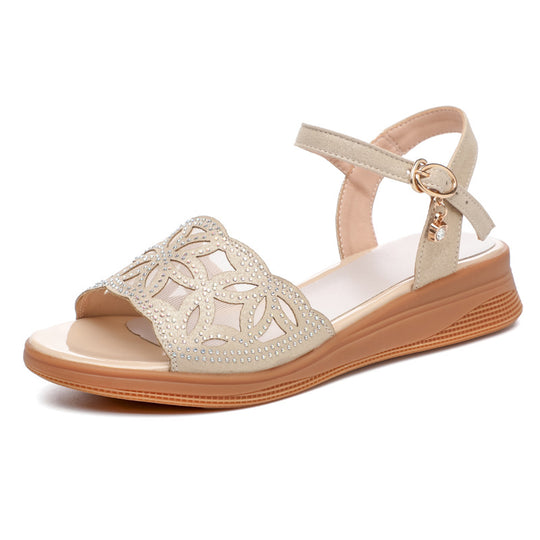 Damen Sandalen mit verstellbarem Fesselriemen und eleganten Strassdetails R&B