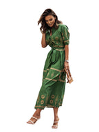 Damen Hemdblusenkleid mit elegantem Muster und tailliertem Gürtel R&B