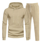 Herren lässiges Freizeit-Hoodie-Set mit strukturierter Oberfläche und elastischem Bund R&B