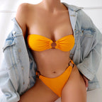Damen Bandeau-Bikini mit modischen Ringdetails R&B