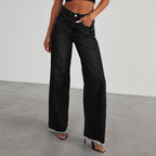 Damen Weitgeschnittene Jeans mit fransigen Säumen R&B