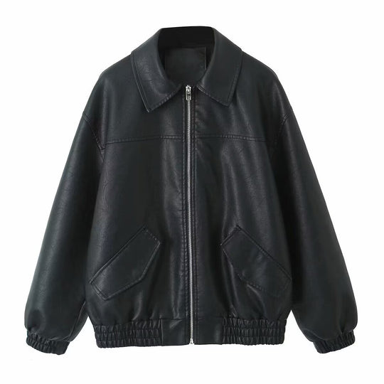 Damen lässige jacke mit elastischem Saum und praktischen Taschen R&B