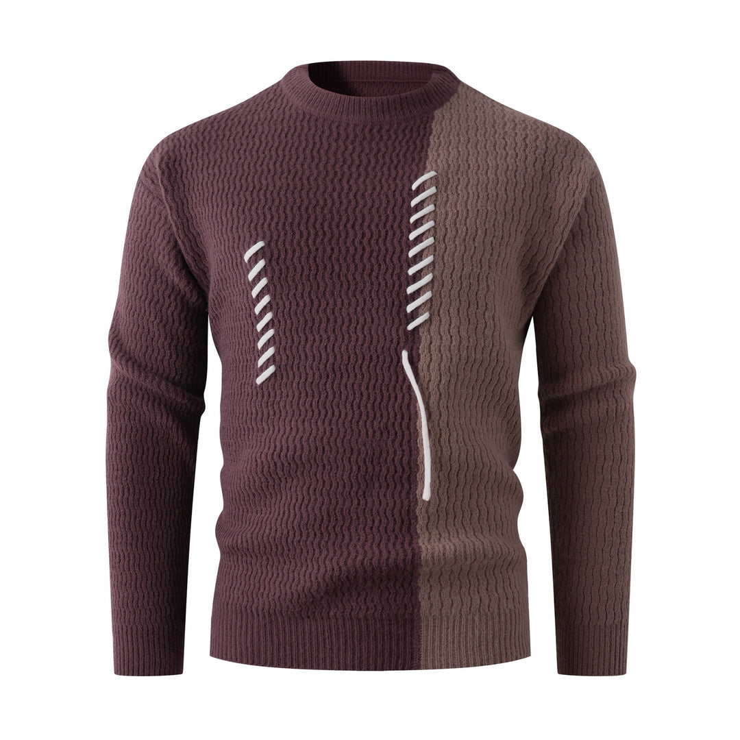 Herren Strickpullover mit modernem Zopfmuster und kontrastierenden Details R&B