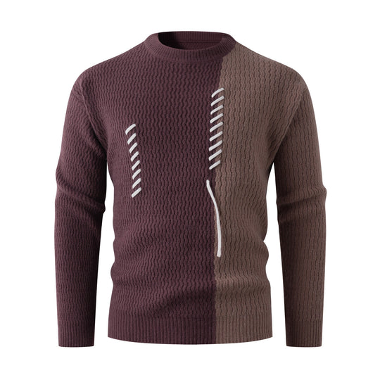 Herren Strickpullover mit modernem Zopfmuster und kontrastierenden Details R&B