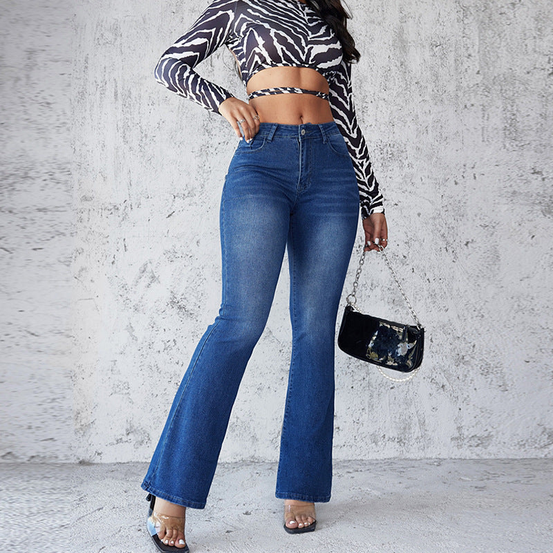 Damen Flared Jeans mit hohem Bund und vintage Charakter R&B