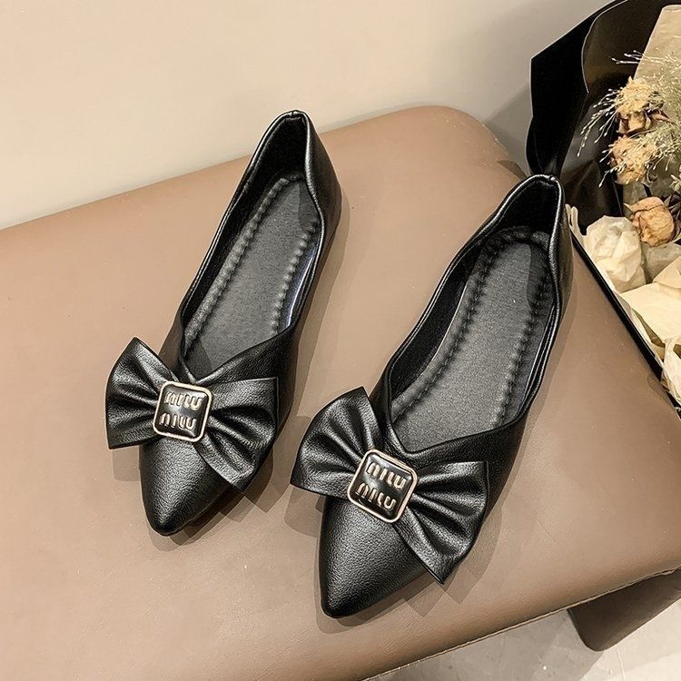 Damen spitze Ballerinas mit Schleifenakzent und eleganter Schnalle R&B