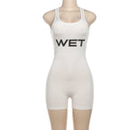 Damen Sportlicher Einteiler mit Racerback und auffälligem Logo R&B