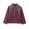 Damen modische Kunstlederjacke mit elastischem Bund