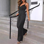 Damen eleganter Jumpsuit mit schmalen Trägern und einem fließenden Schnitt R&B