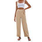 Damen Weitgeschnittene Sommerhose mit elastischem Bund und bindbarem Gürtel R&B