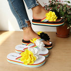 Damen Trendige Flip-Flops mit floralem Dekor und buntem Riemendesign R&B