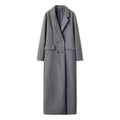Damen eleganter langärmeliger Wollmantel mit Doppelreiher und hohen Taschen R&B