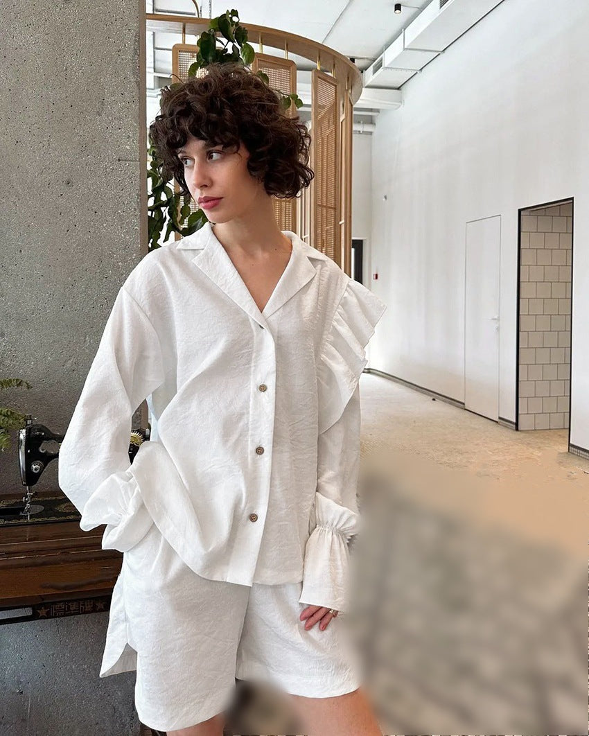 Damen Loungewear Set mit eleganten Rüschendetails R&B