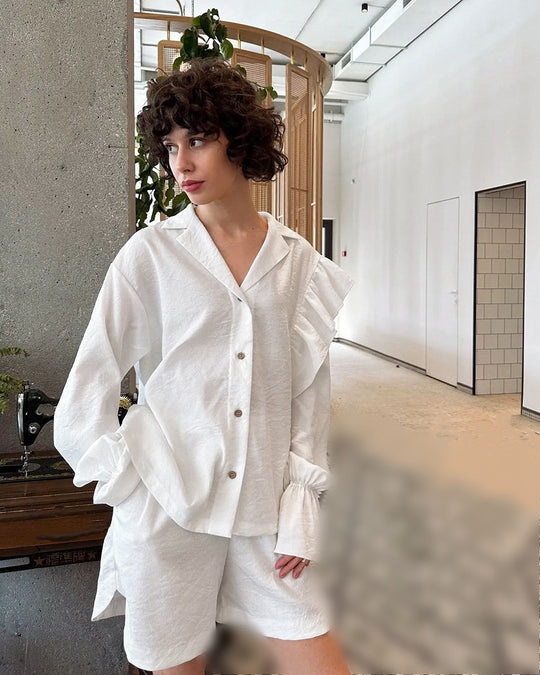 Damen Loungewear Set mit eleganten Rüschendetails R&B