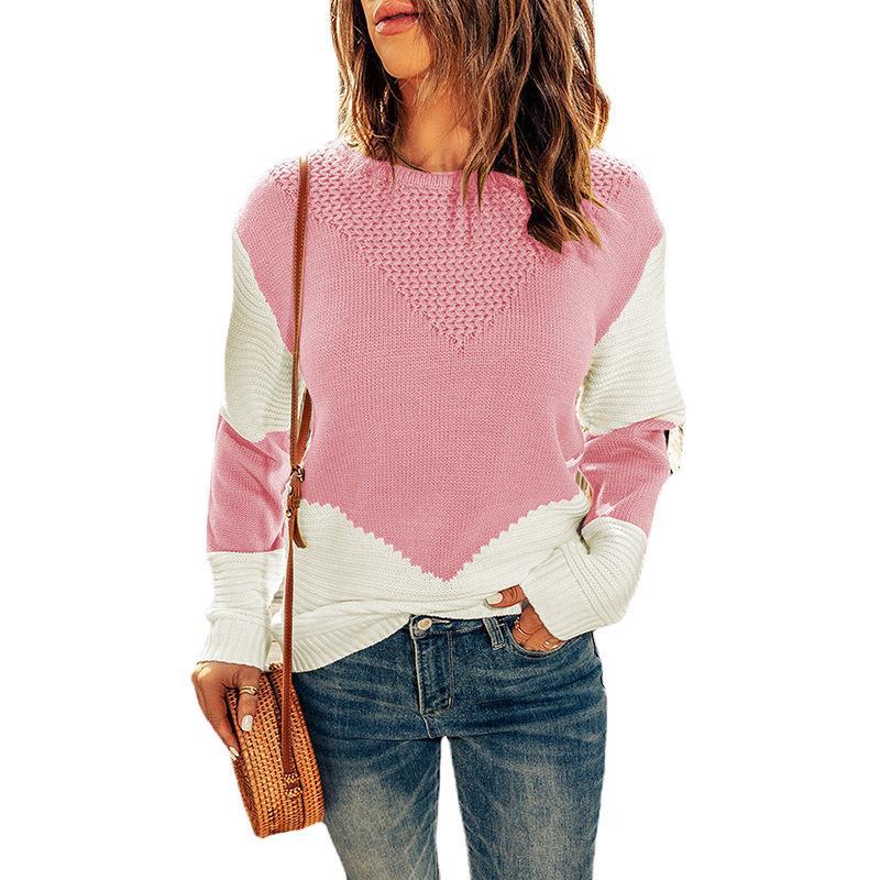 Damen modischer Pullover mit geometrischem Strickmuster R&B