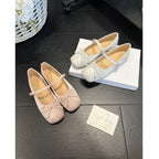 Damen Ballerinas mit elegantem Riemendesign und dekorativem Schleifenakzent
