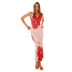 Damen Maxikleid mit floralem Muster und tailliertem Schnitt R&B