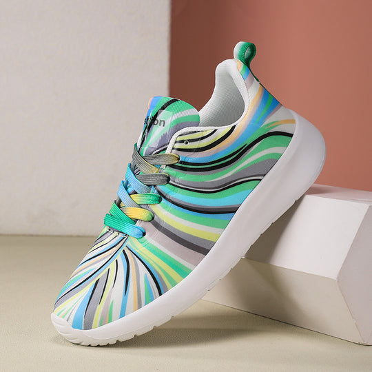 Damen Sportliche Sneakers mit buntem Wellenmuster R&B